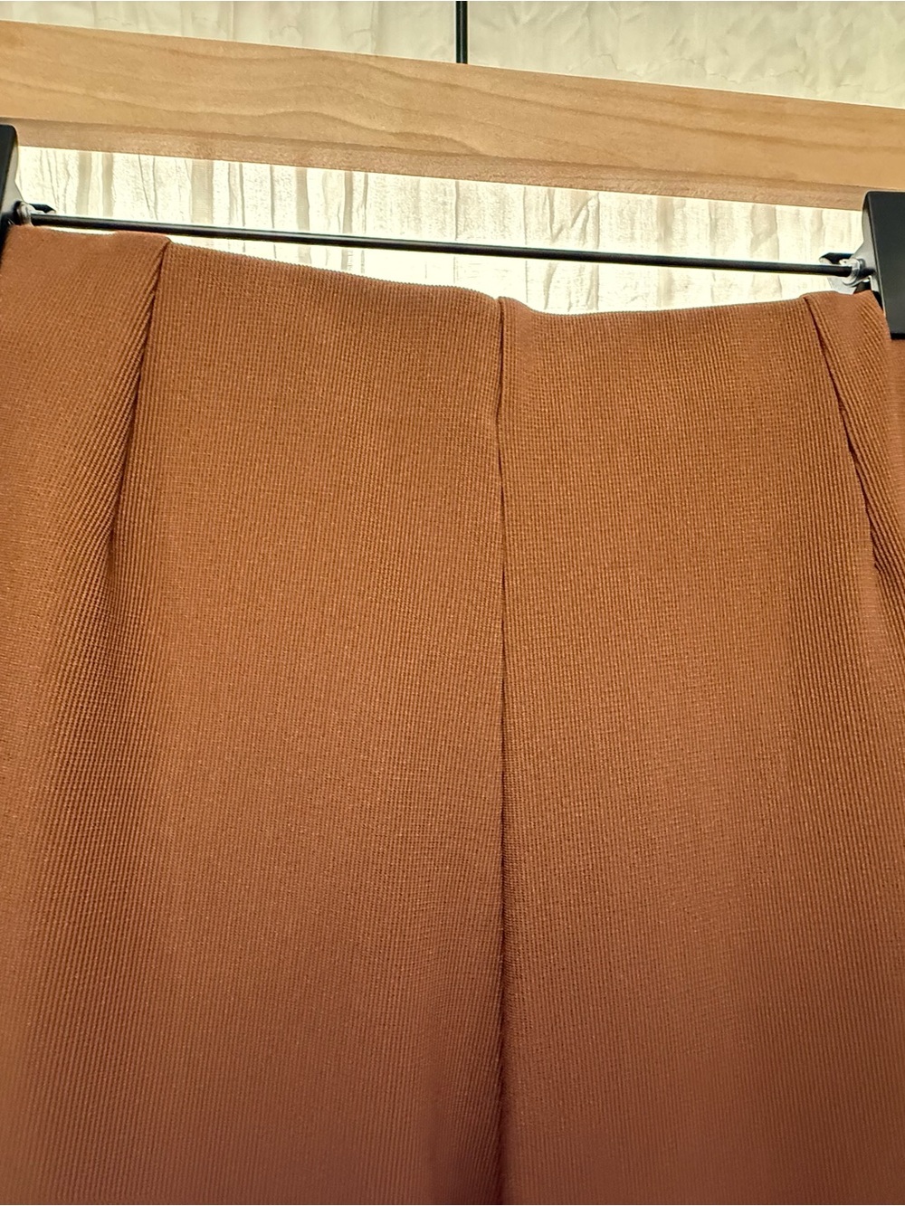 Never worn: Forever 21 High-Rise Brown Straight Leg Pants with Front Ankle Slit - Picture 7 of 8